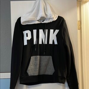 PINK Victoria's Secret Black and White Hoodie Sweater